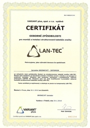 Certifikát Lan-Tec